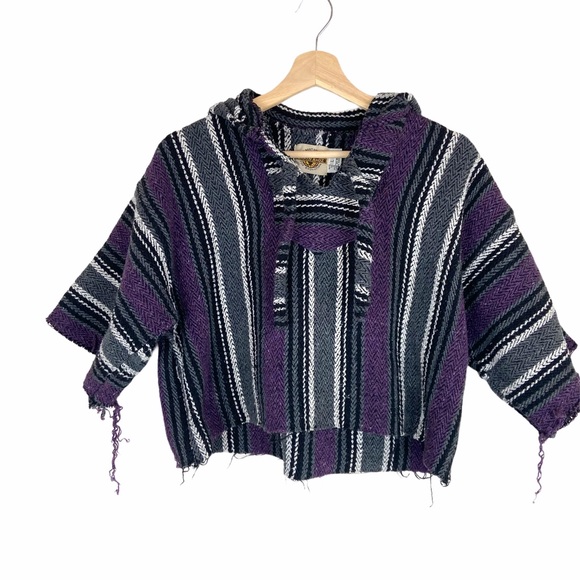 Earth Ragz Tops - Earth Ragz L Baja Poncho Hoodie cropped